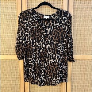 Leopard Print 3/4 Sleeve Blouse